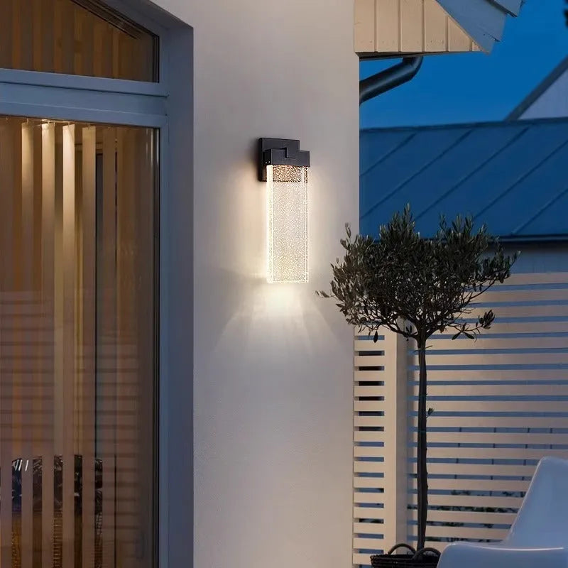 Black stainless steel outdoor LED wall lamp with warm light, IP65 waterproof, for courtyard use