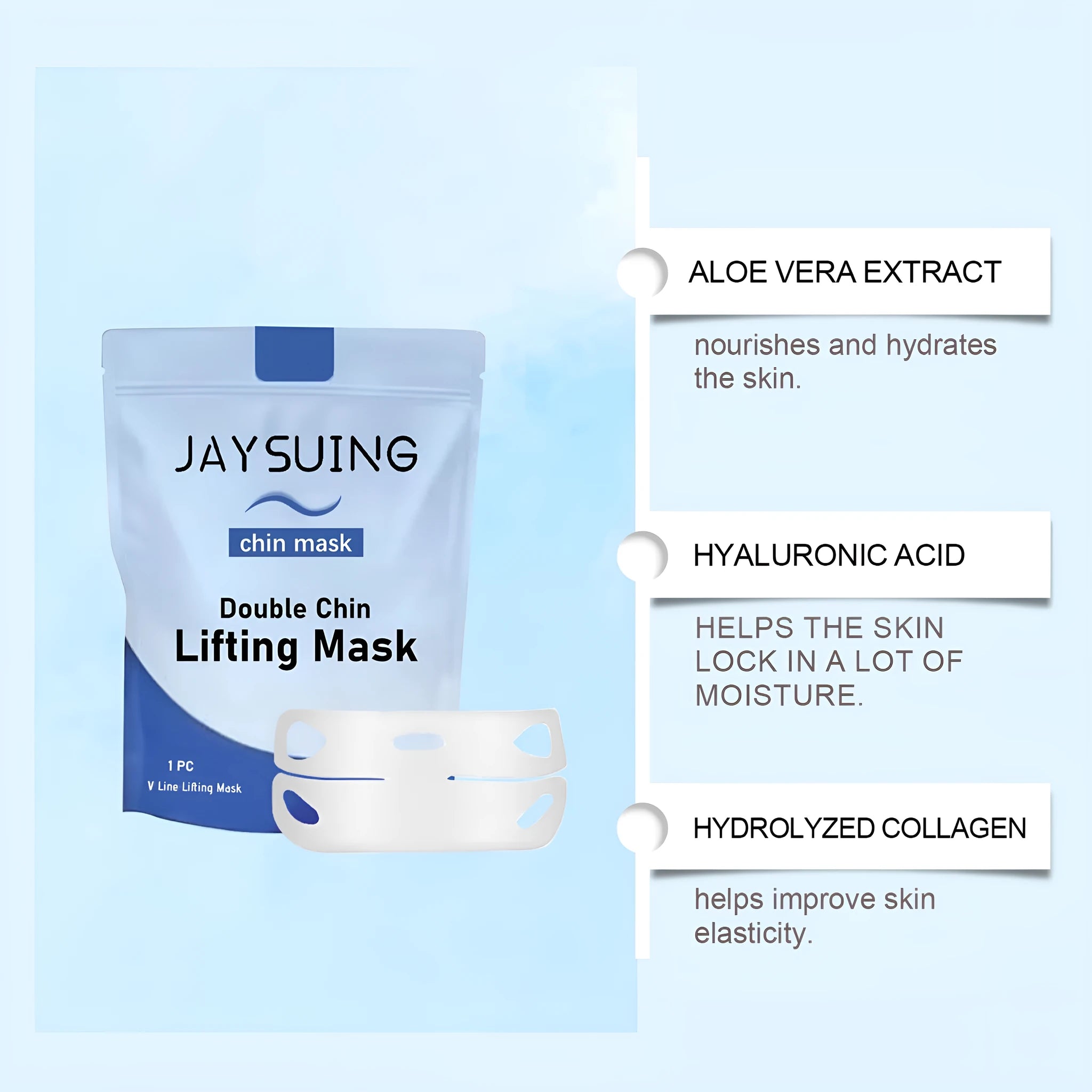White Firming Lifting Mask sheet with collagen and hyaluronic acid serum for facial treatment