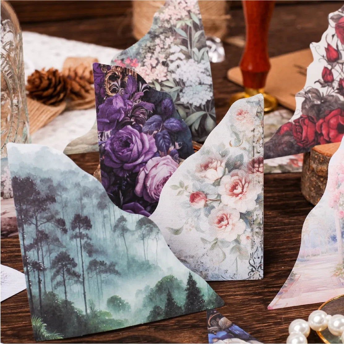 Pack of 20 DIY paper bookmarks with 10 modern print designs in six colour variations