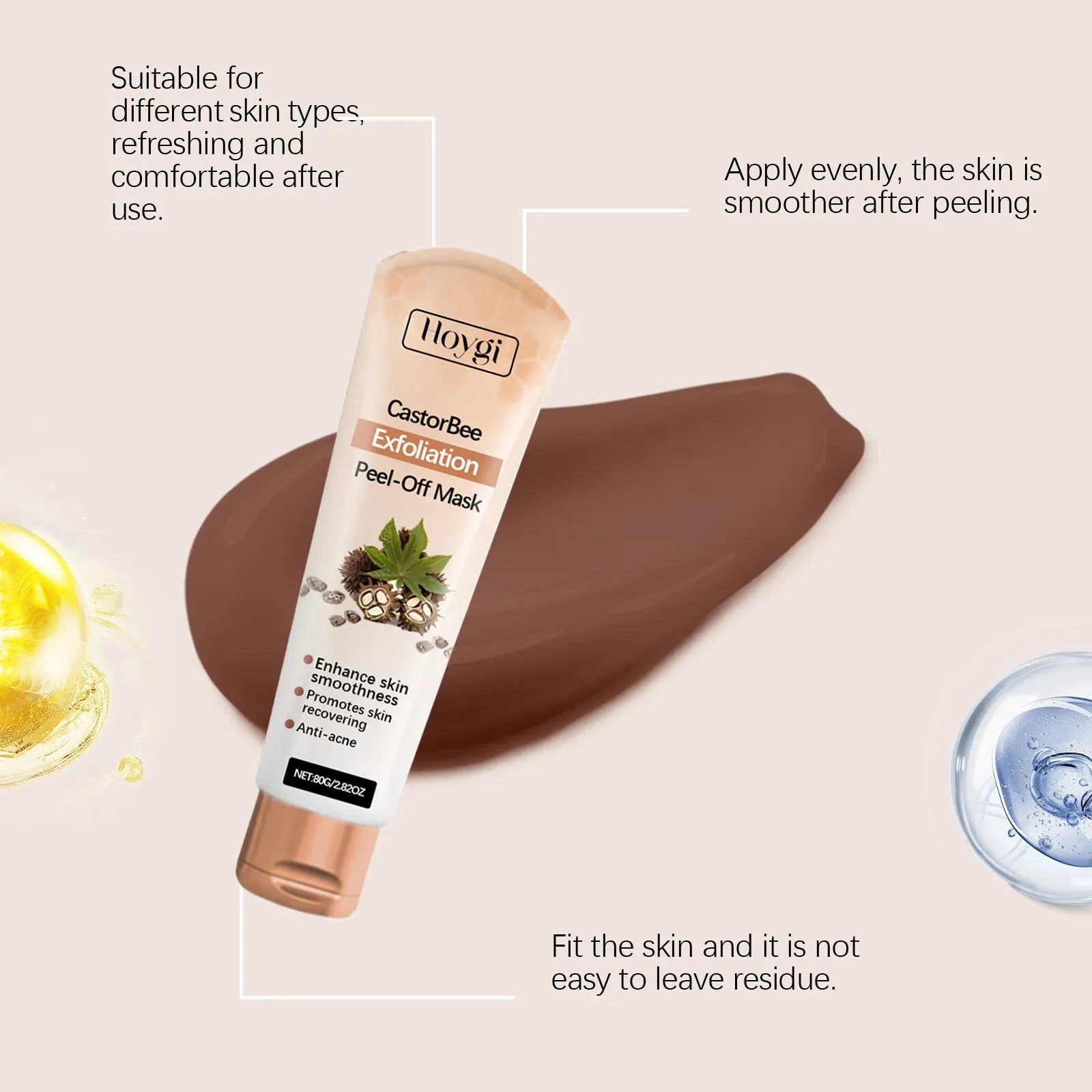 Mild Cutin Tearing Mask 80g tube, peel-off hydrating gel mask with collagen and bee venom