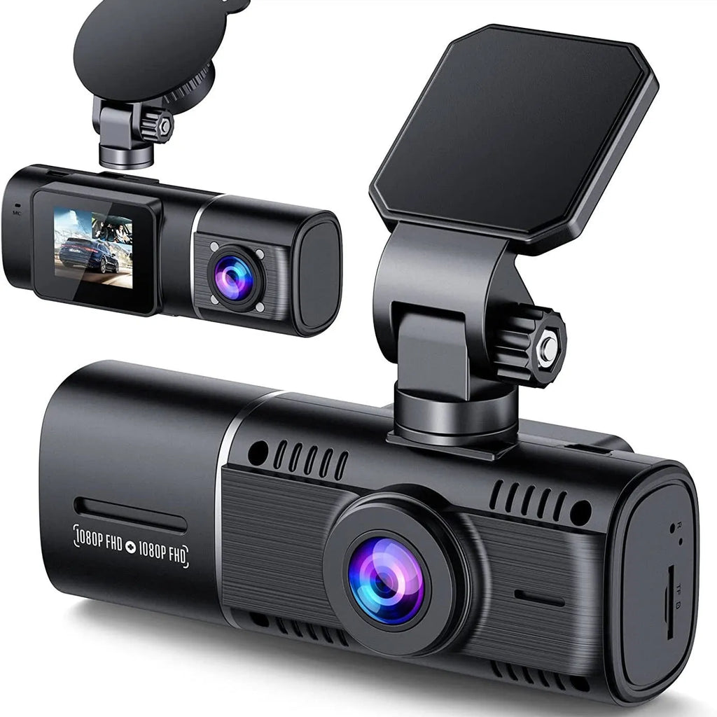 Standard black car dash camera for dual recording with a 1.5-inch screen