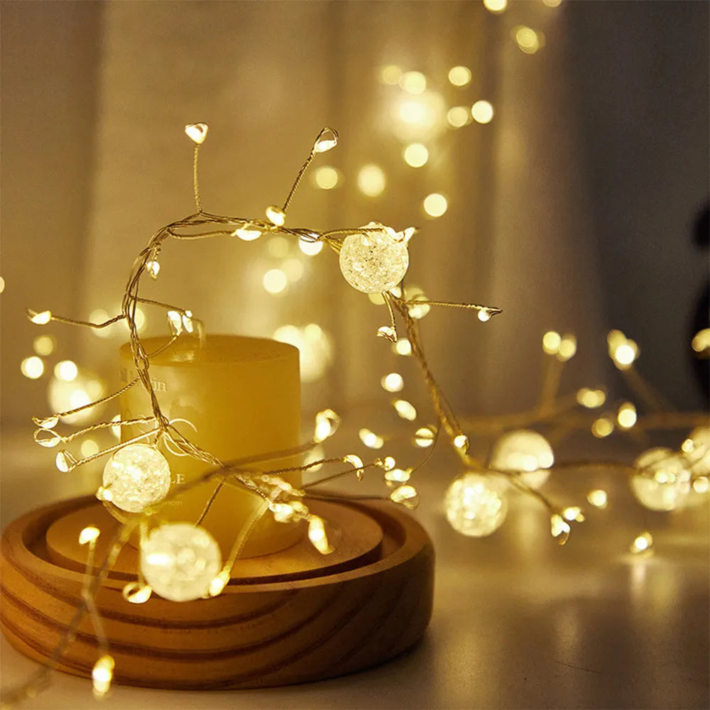 400LED 6-metre indoor fairy string lights with flower-shaped bulbs and IP66 protection, plug-in mode