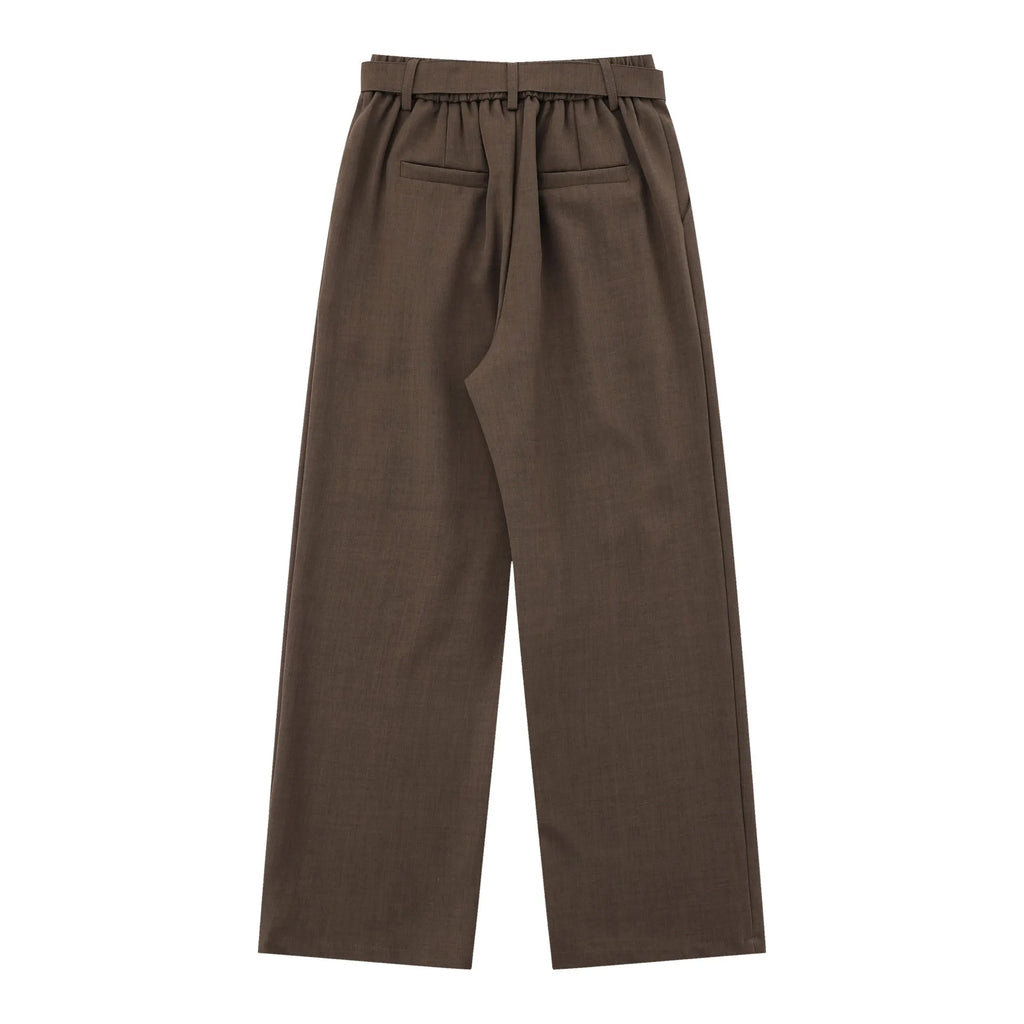 Loose high waist wide-leg trousers in black and brown polyester for women, S to XL sizes