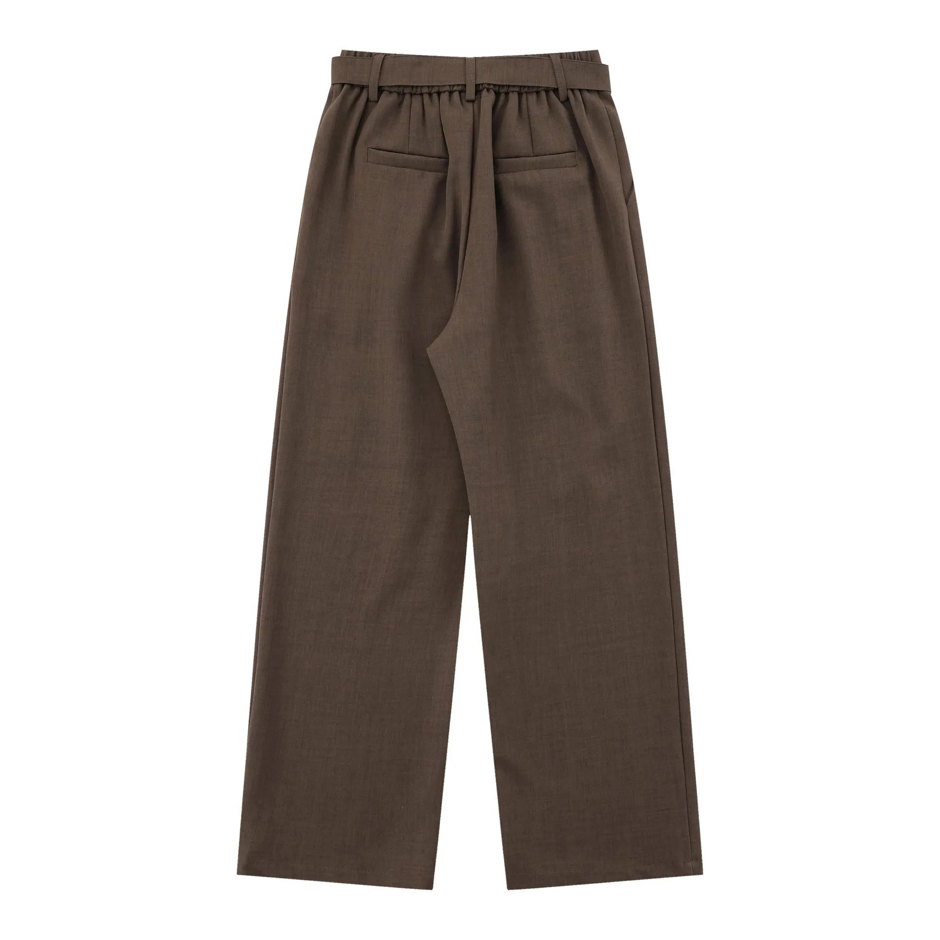 Loose high waist wide-leg trousers in black and brown polyester for women, S to XL sizes