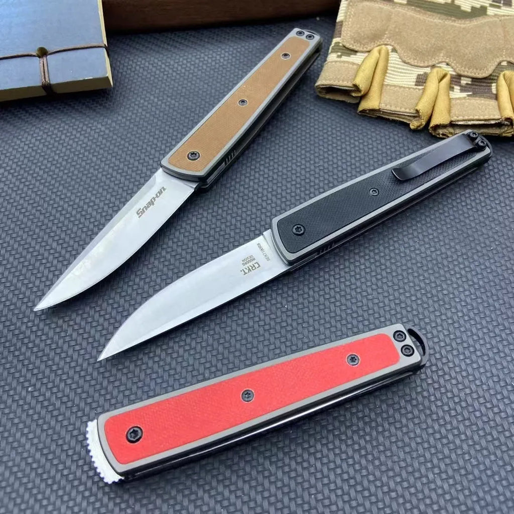Folding fruit knife with 17cm length showing blade and handle in stainless steel construction