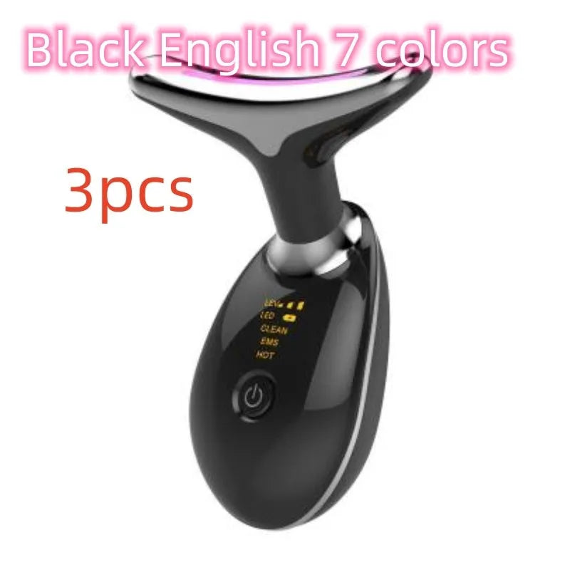 Beauty neck fade care massage instrument with ultrasonic infrared colour light functions in white