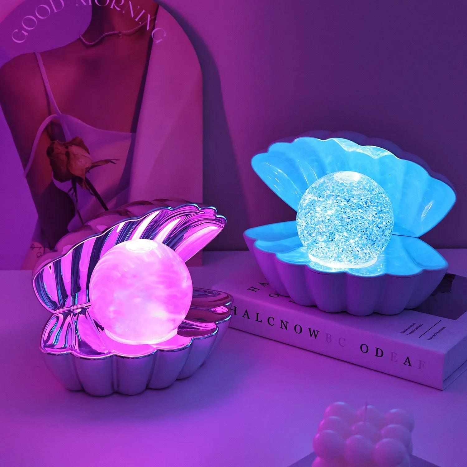 Shell-shaped neon ambience light decorative night lamp with battery operation
