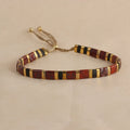 Geometric glass bead bracelet in round design with coloured glaze accents