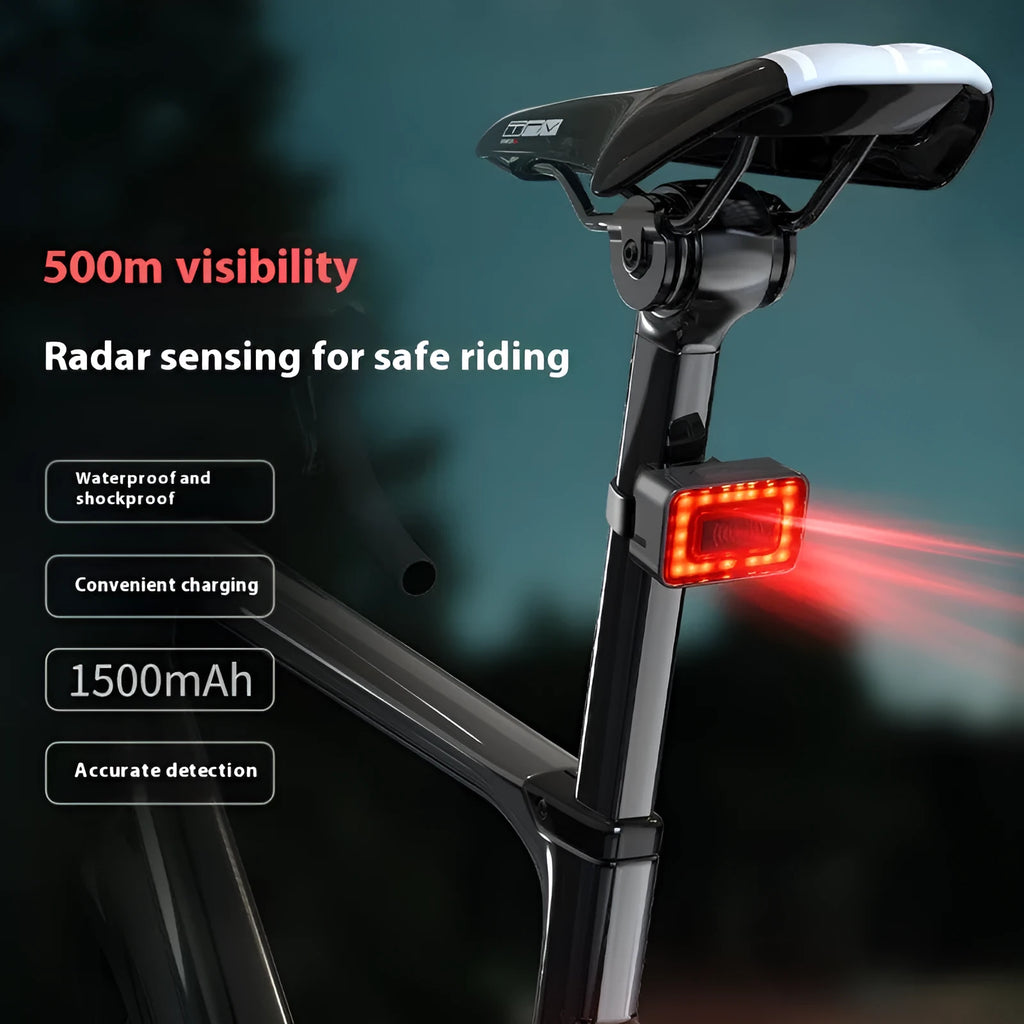 Smart radar bicycle tail light with vehicle detection and TYPE-C charging