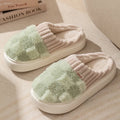 Women's plaid patterned plush slippers with non-slip sole in multiple colour options