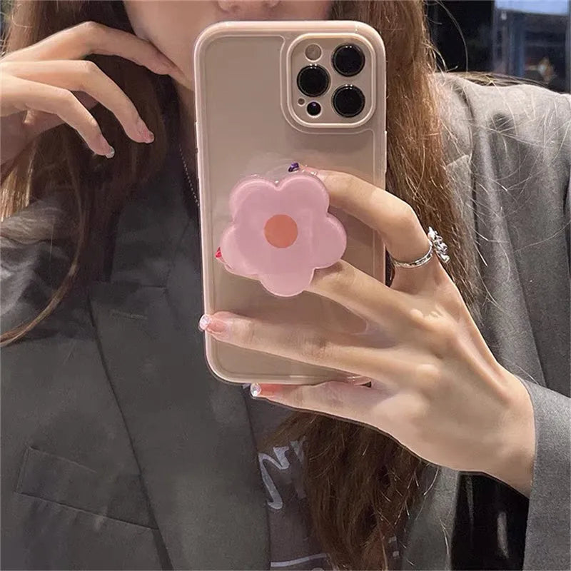 Cute pink flower phone case for iPhone showing floral print on a white background.