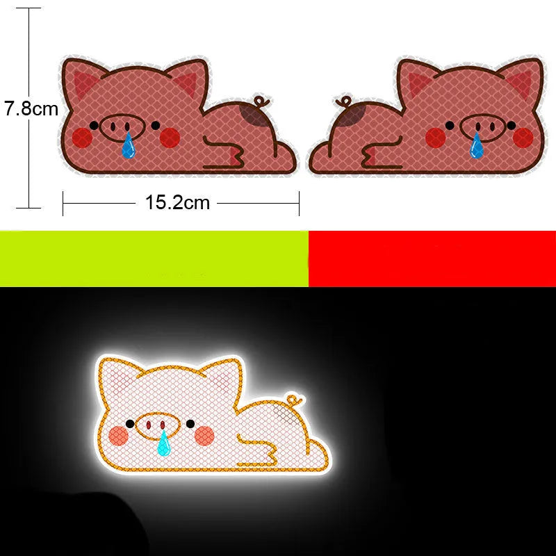 Pair of diamond-grade reflective warning stickers for automobile and motorcycle safety, measuring 9cm by 5cm
