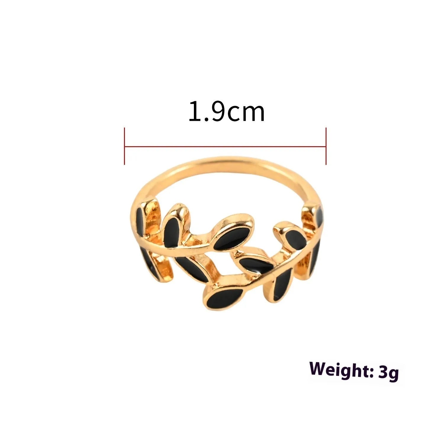 Gold leaf geometric acrylic ring for women, index finger size, simple flower shape