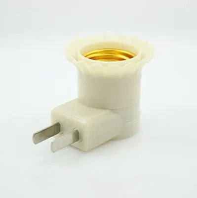 White E27 screw lamp holder wall plug adapter with on-off switch and bakelite construction