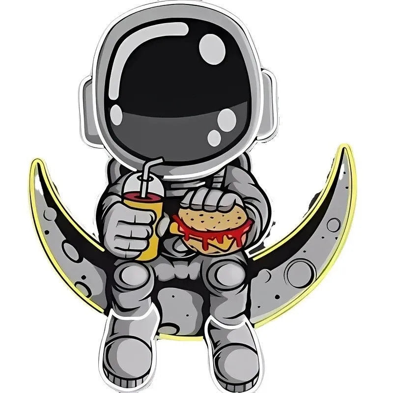 Astronaut wall mounted LED neon light in blue lemon yellow with USB power cord, 30x35cm plastic construction