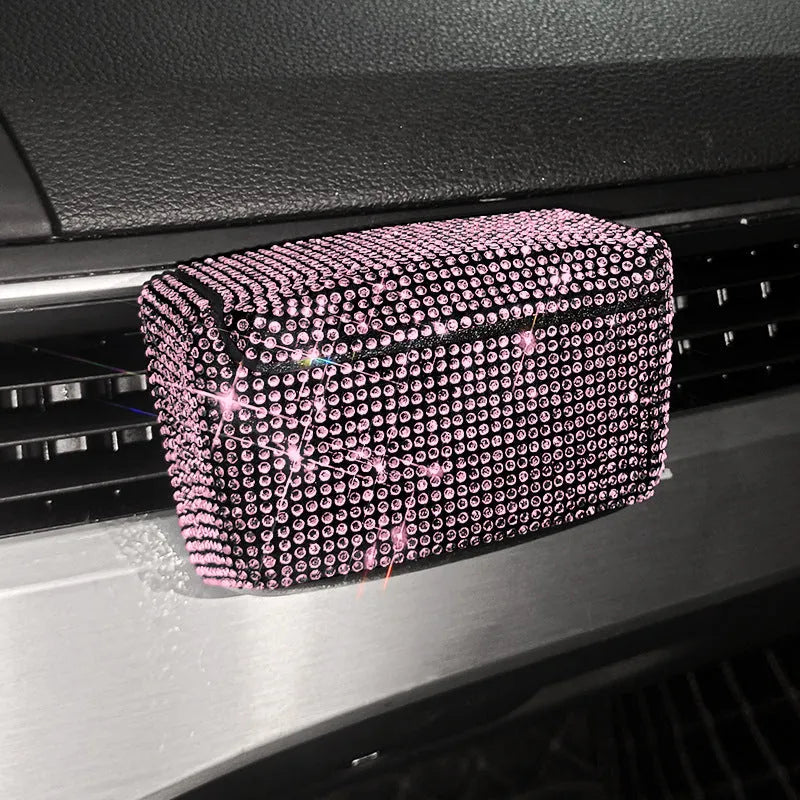 Creative Covered Air Outlet Car Ashtray Plastic Full Diamond Series 10x7x5cm colourful diamond colour