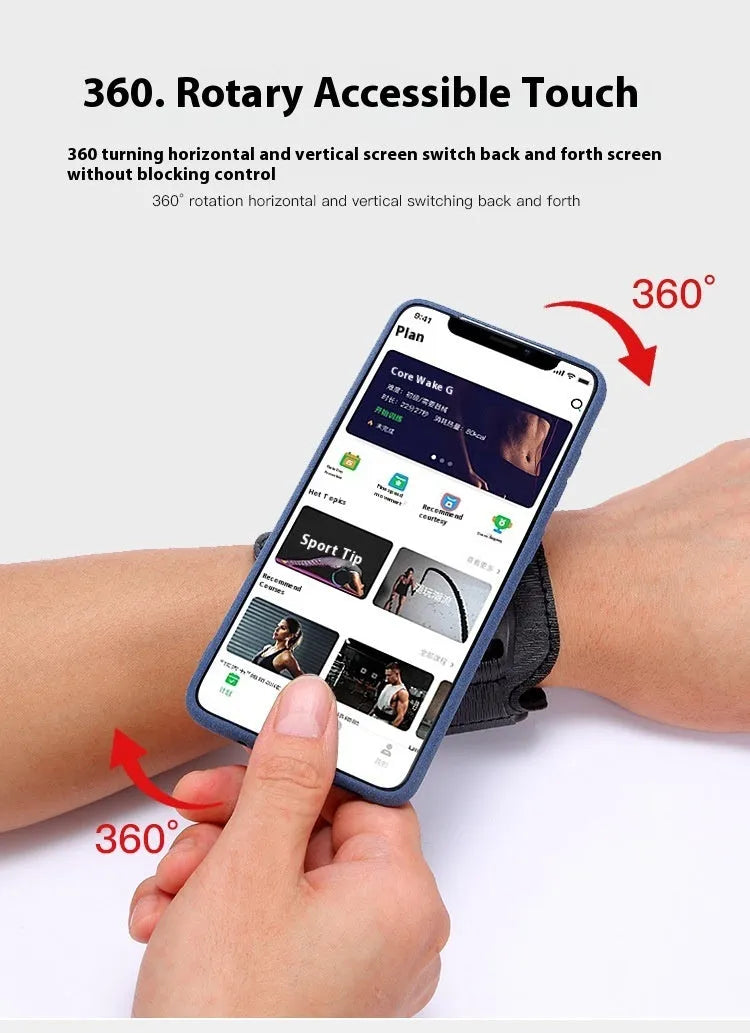 Unisex sports mobile phone holder with wrist strap and armband options for 4-7 inch phones