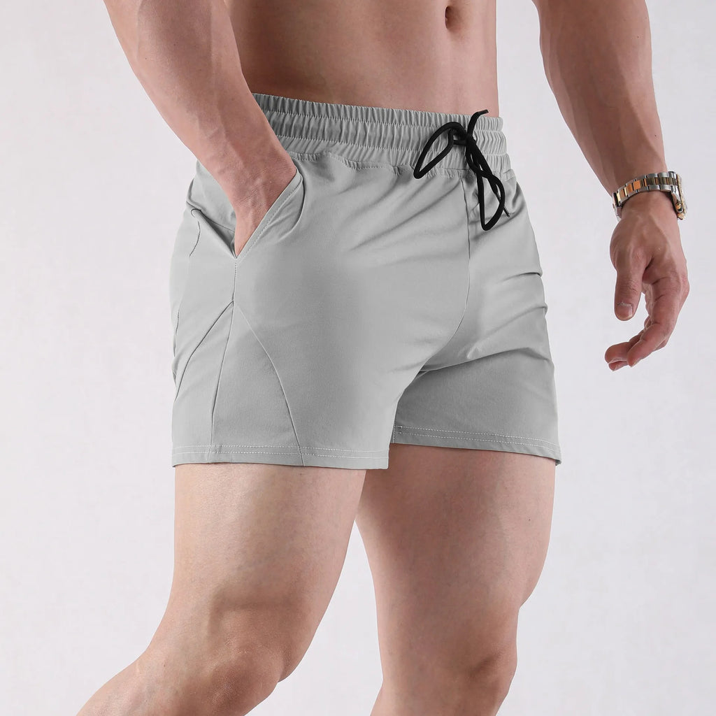 Men's thin polyester basketball shorts with elastic waistband in grey black apricot green colours