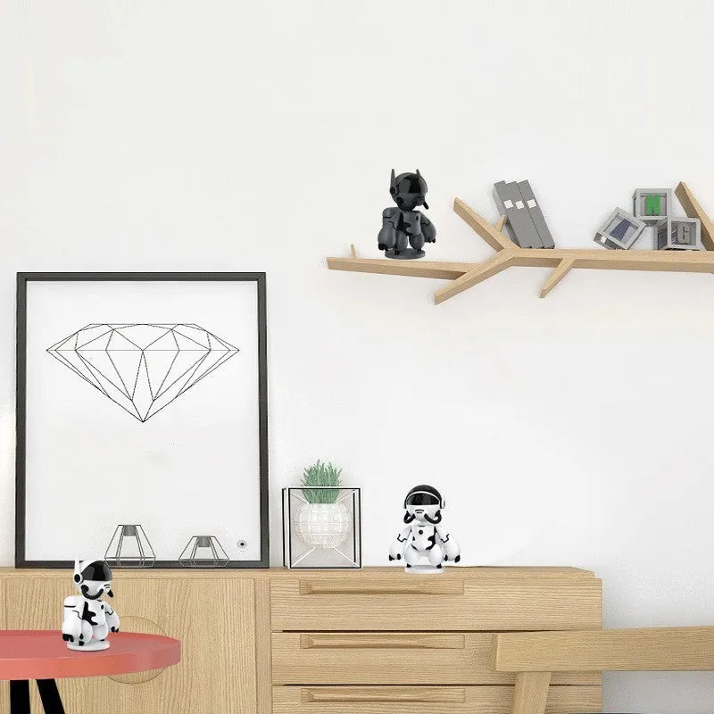 White battery-powered indoor security camera on a table with detachable base.