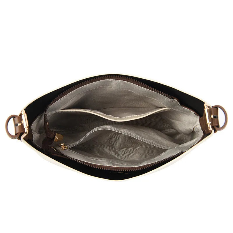 All-matching Simple Large-capacity Bucket Bag in PU material, available in four colours: black, gray, biscuit, milky white
