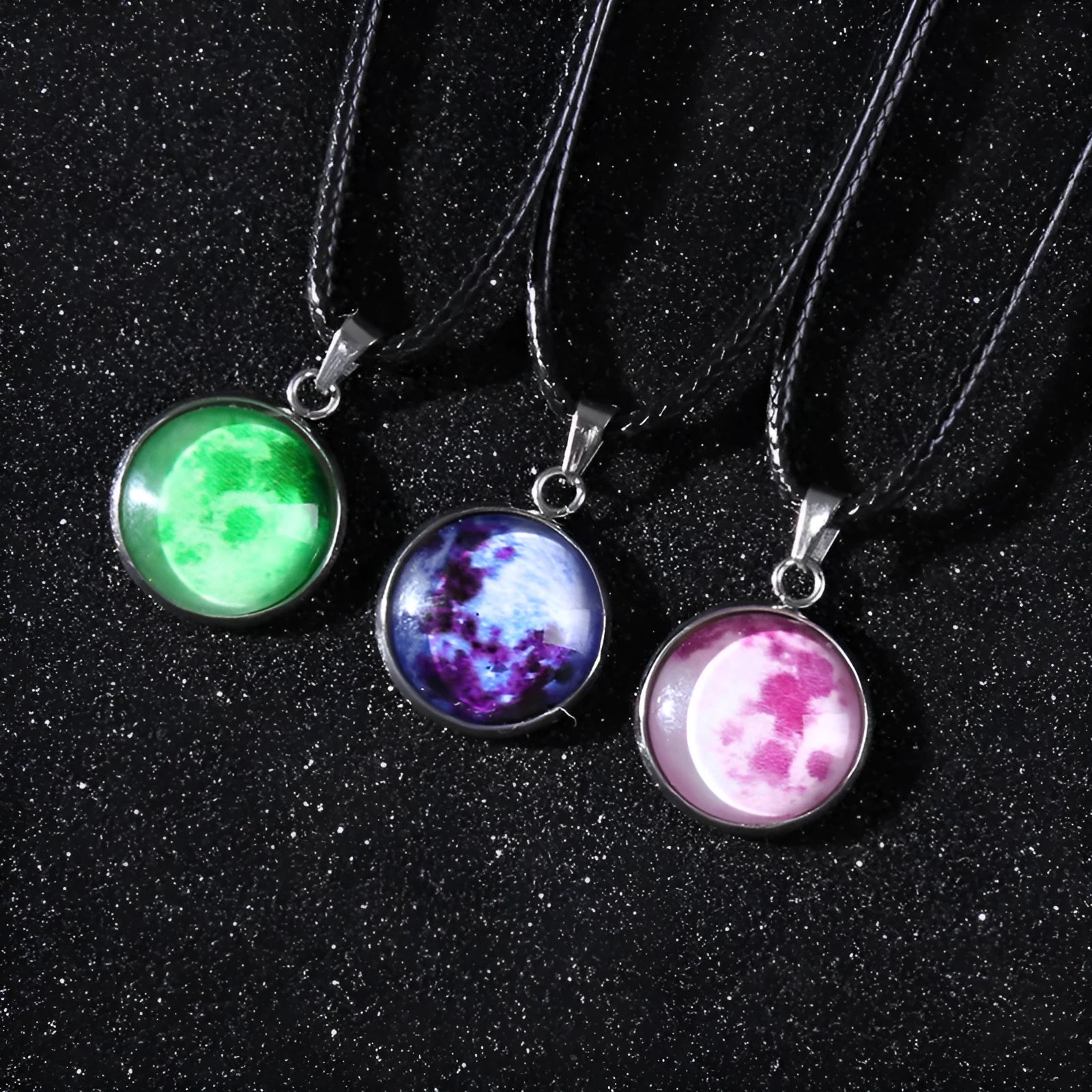 Luminous Christmas moon night sky constellation pendant necklace with adjustable alloy chain