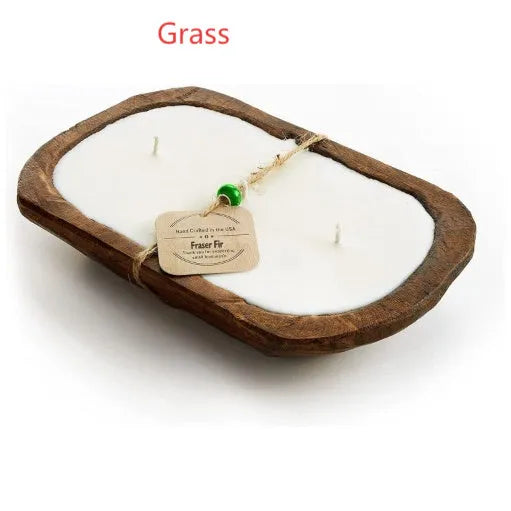 Lavender wooden basin aromatherapy candle with three wicks, soy wax, 230g net content.
