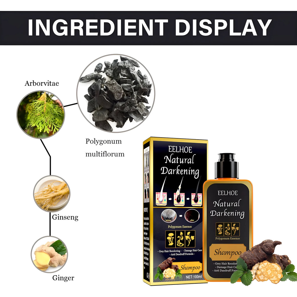 Polygonum Multiflorum Shampoo 100ml boxed for white to black hair restoration