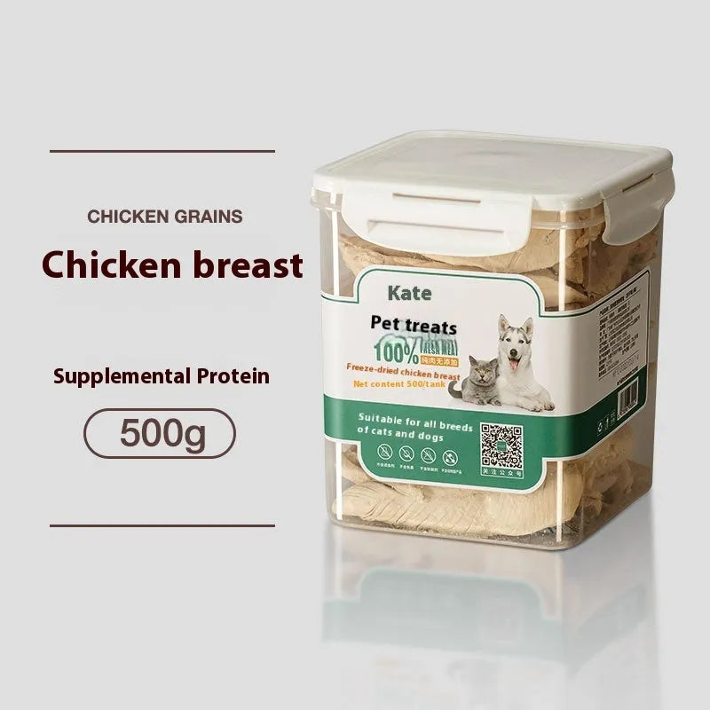 500g bag and barrel of freeze-dried high-grade chicken nuggets for cats without shreds