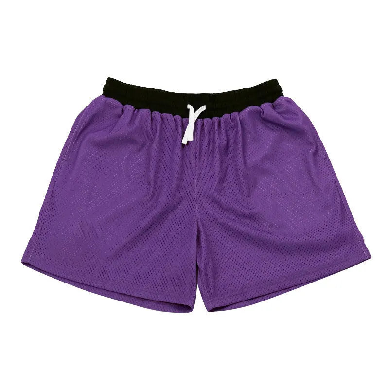Men's mesh quick-drying shorts in solid colours for summer running and fitness training