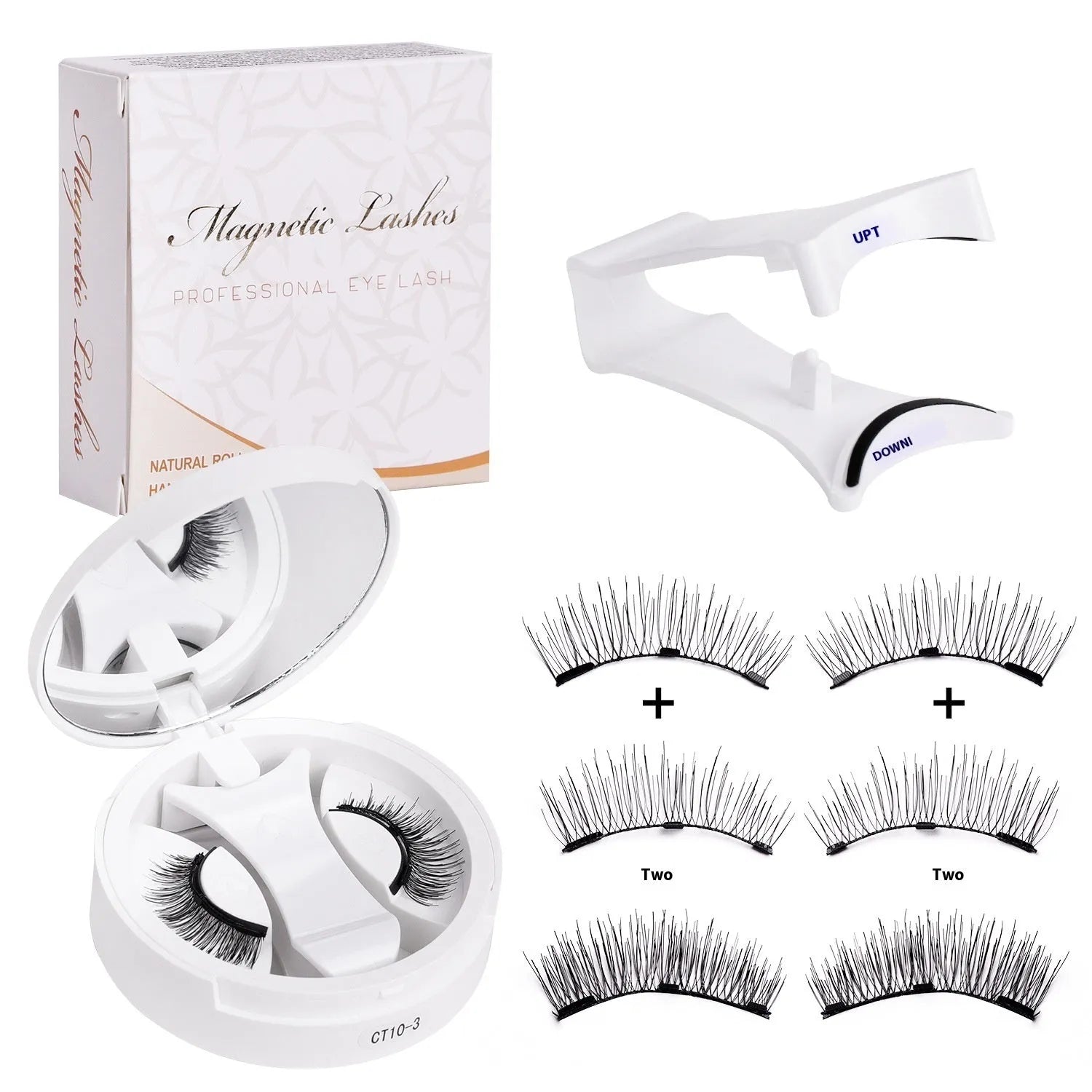 Portable magnetic false eyelash organiser with integrated soap holder made from chemical fibre