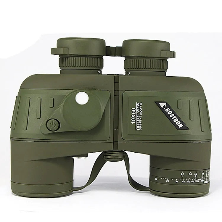 10x50 binocular telescope with compass in army green for outdoor navigation