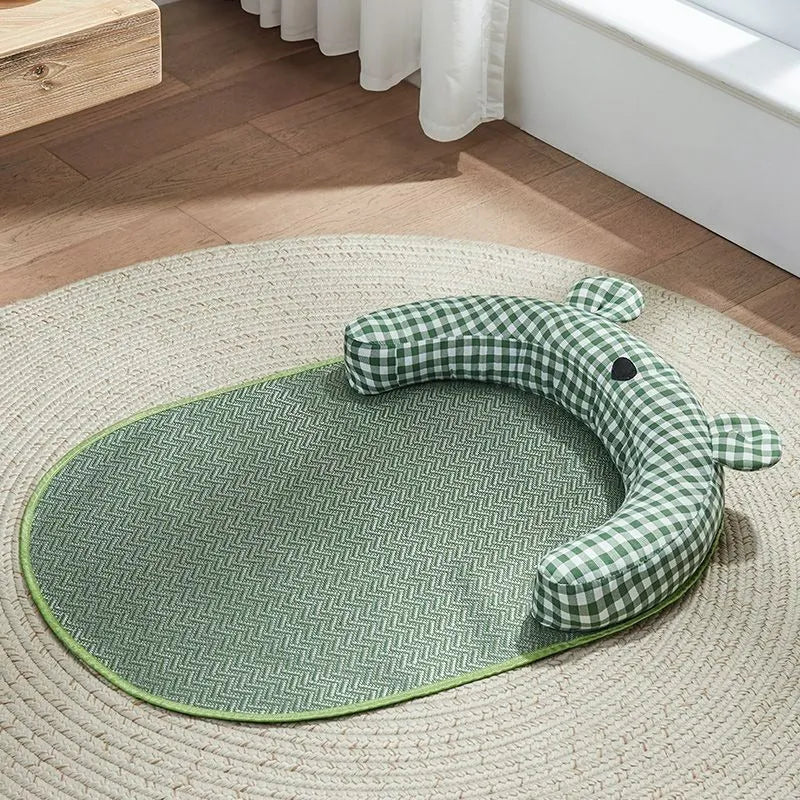 Green or yellow four-season pet cooling mat for small and medium dogs and cats in S M L XL sizes