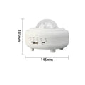 Galaxy star projector night light with 7 light effects and Bluetooth speaker in white rechargeable finish on a bedside table