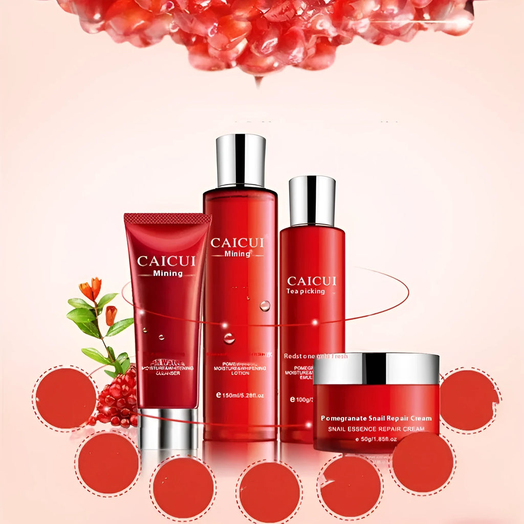 Pomegranate moisturising skincare set red packaging face wash toner lotion facial cream