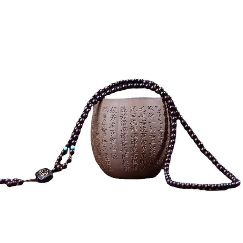 Zambia Rosewood 108 bead bracelet with flat lotus pendant and grinding finish
