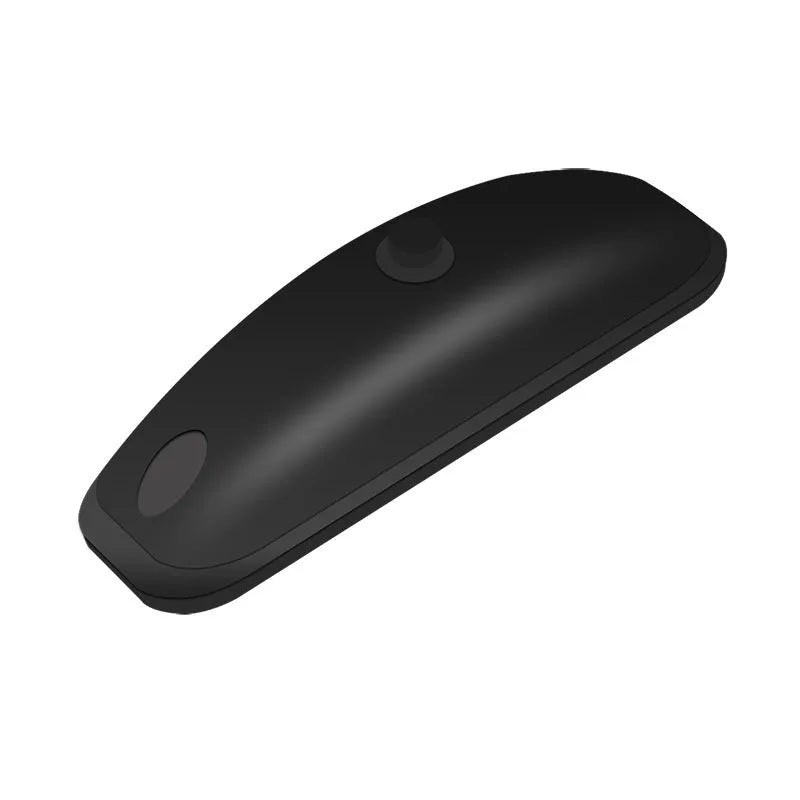 Remote control and compact black car strobe light with charging cable on a car dashboard