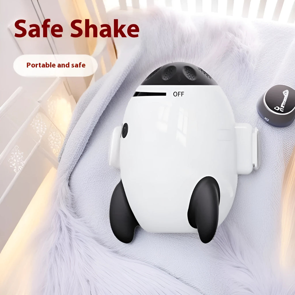 White baby sleep comforter device with Bluetooth and shaking features for infants 0-3 years