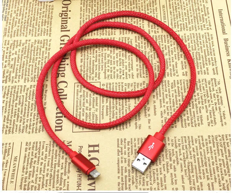Cowboy Type-C charging cable with denim exterior and aluminium alloy connector in black, 1.5m length