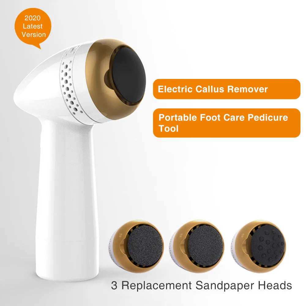Electric vacuum foot grinder with quartz grinding heads in gold and silver colour options