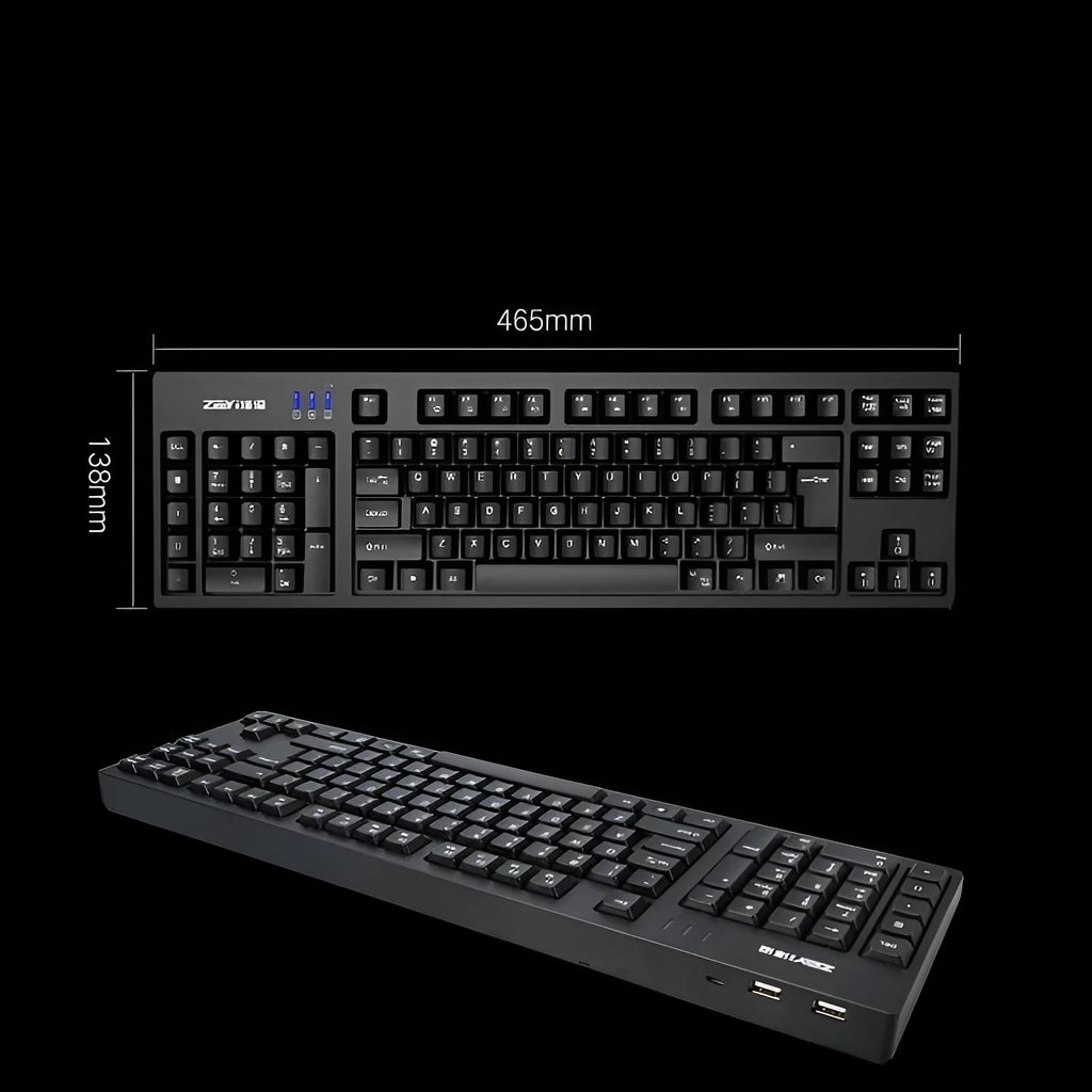 Wired USB keyboard in black with full-size layout and backlit keys