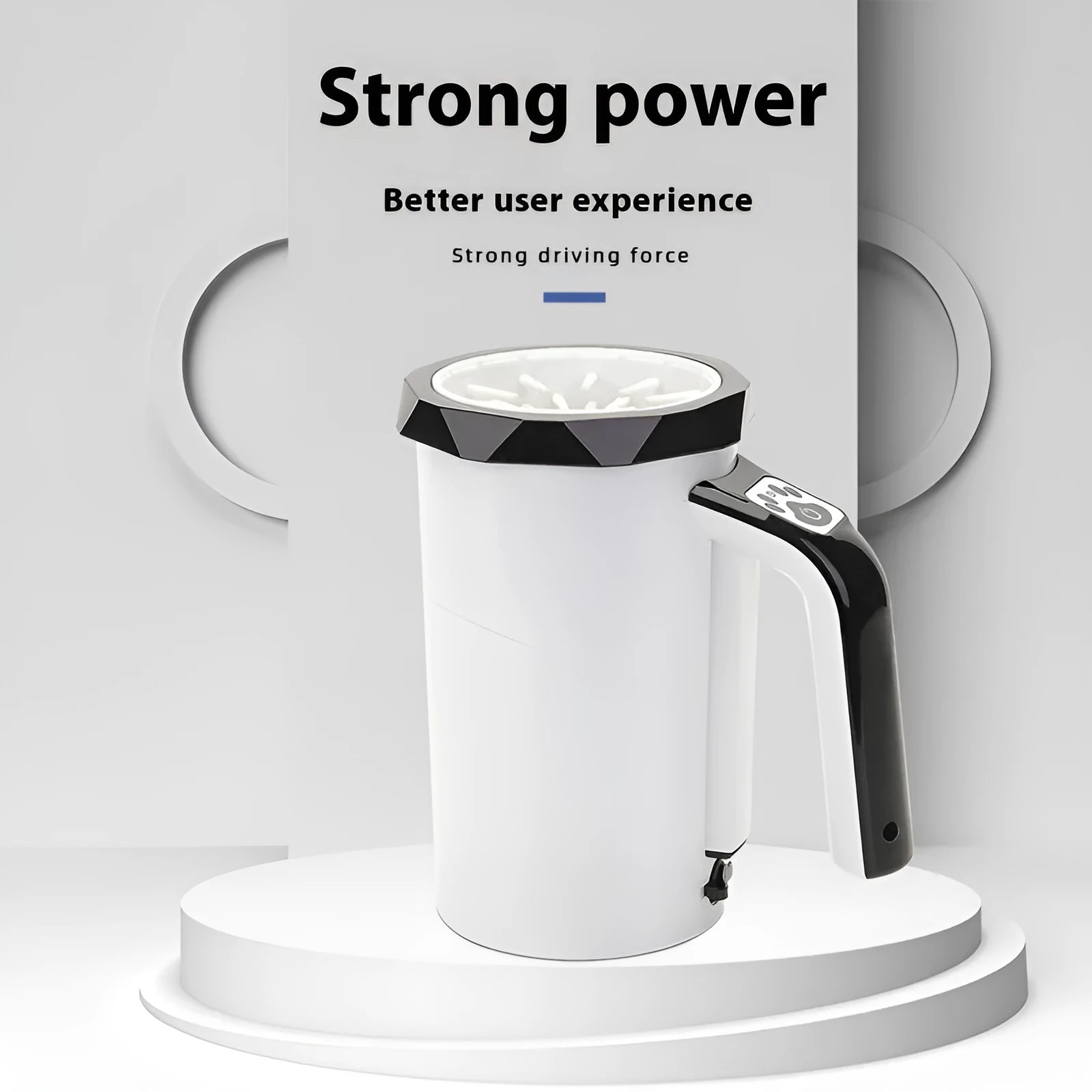 Pet automatic foot-washing cup for dogs in white and black with USB rechargeable silicone interior