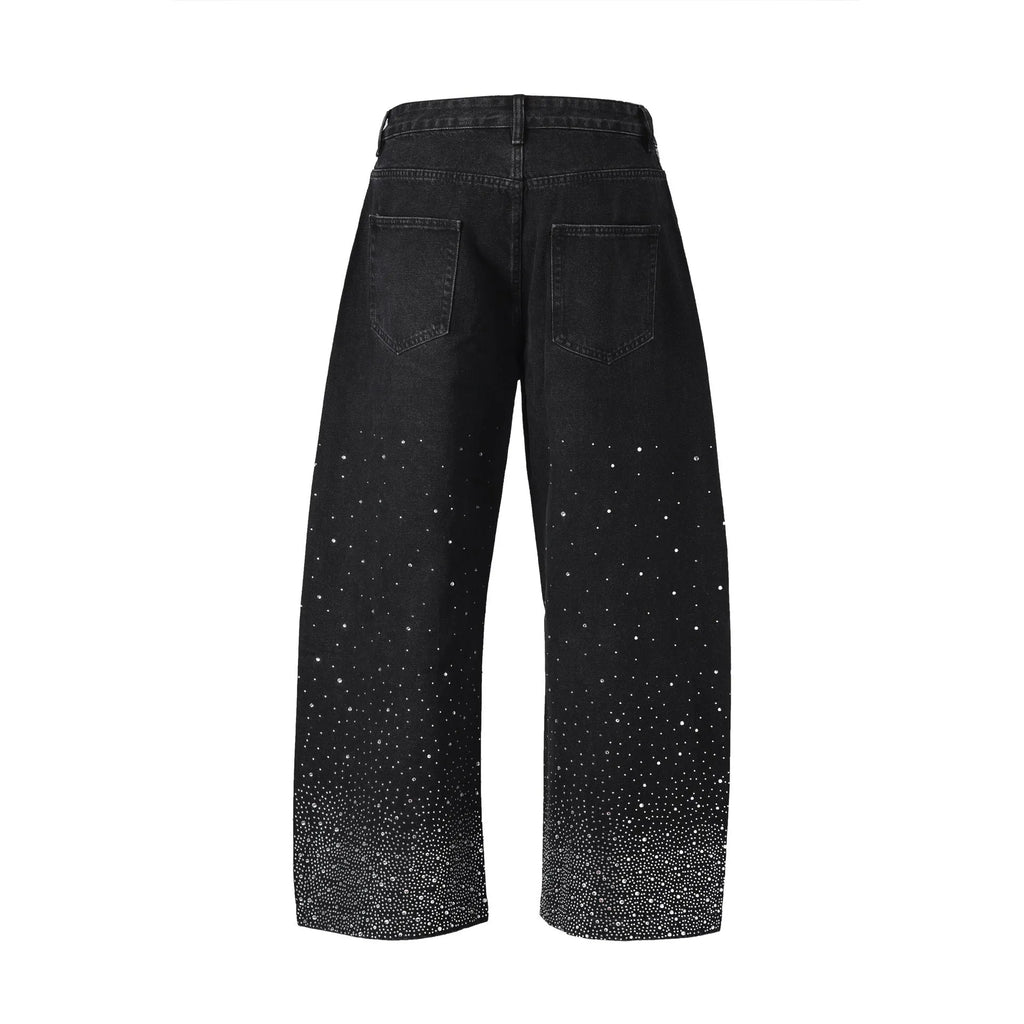 Loose-fitting wide-leg cotton trousers in blue for teenagers, pullover style, high street casual