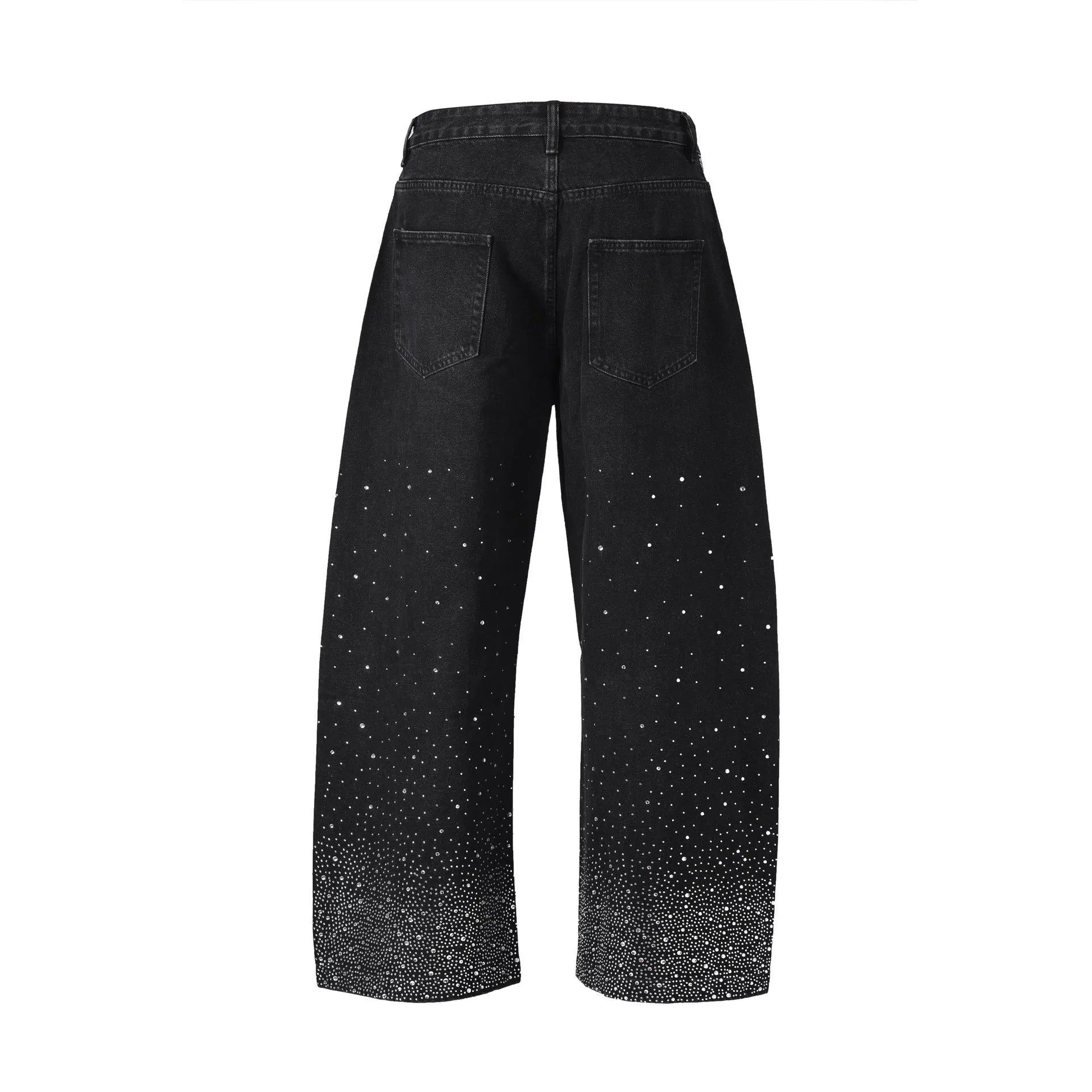 Loose-fitting wide-leg cotton trousers in blue for teenagers, pullover style, high street casual