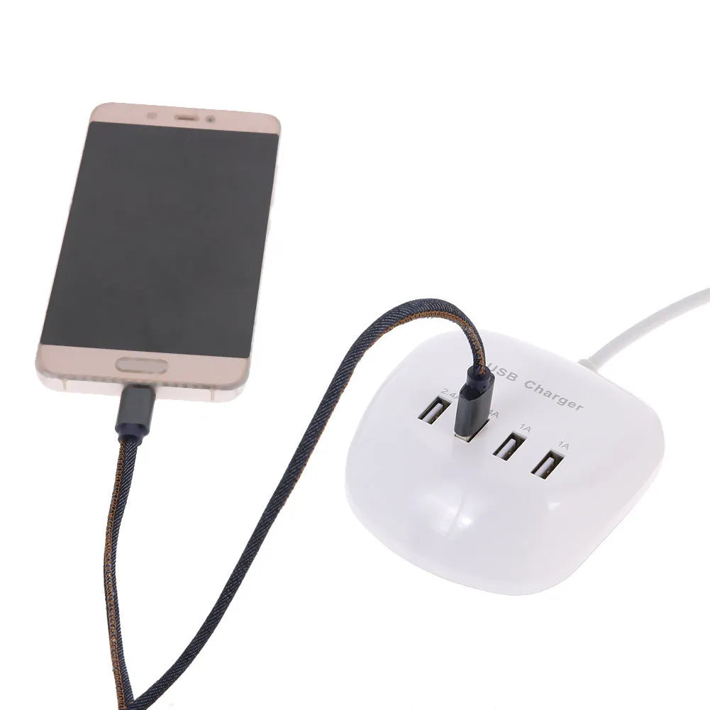 White ABS USB charger with US style plug on a white background