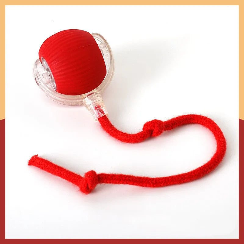 Self-Hi funny cat rolling ball toy in plush cat ball style, available in red, green, and gray colours