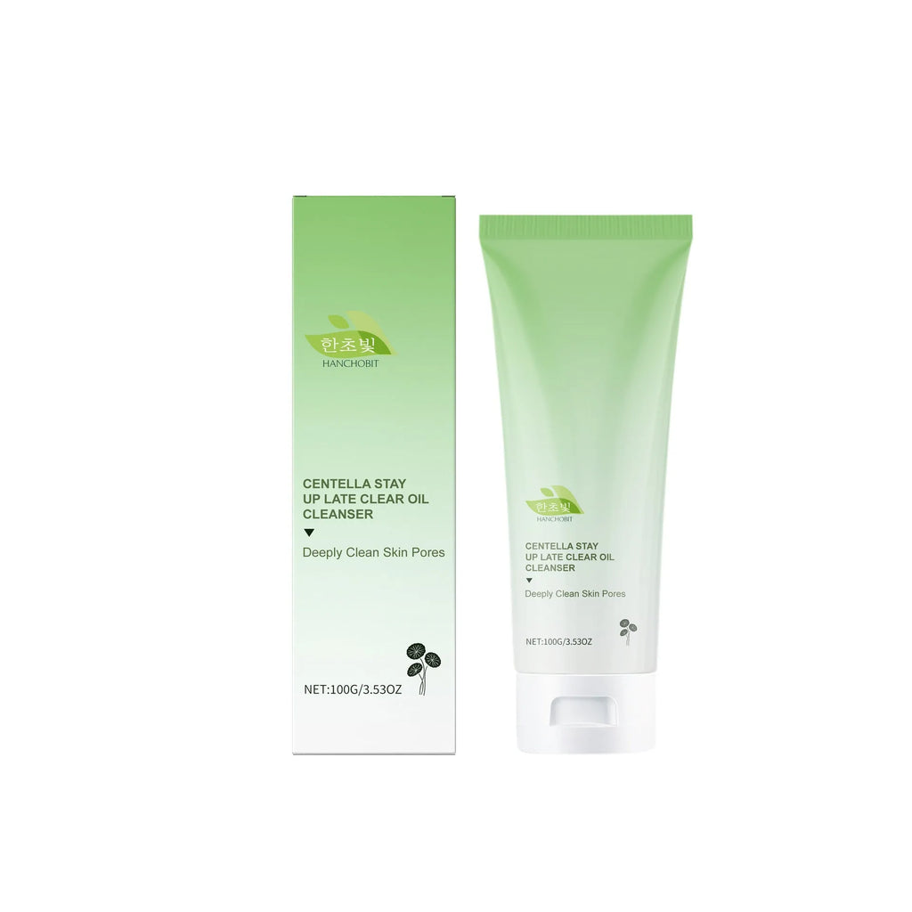 Centella Stay Up Late Clear Oil Cleanser 100g in a tube, oil-based formula with botanical extracts