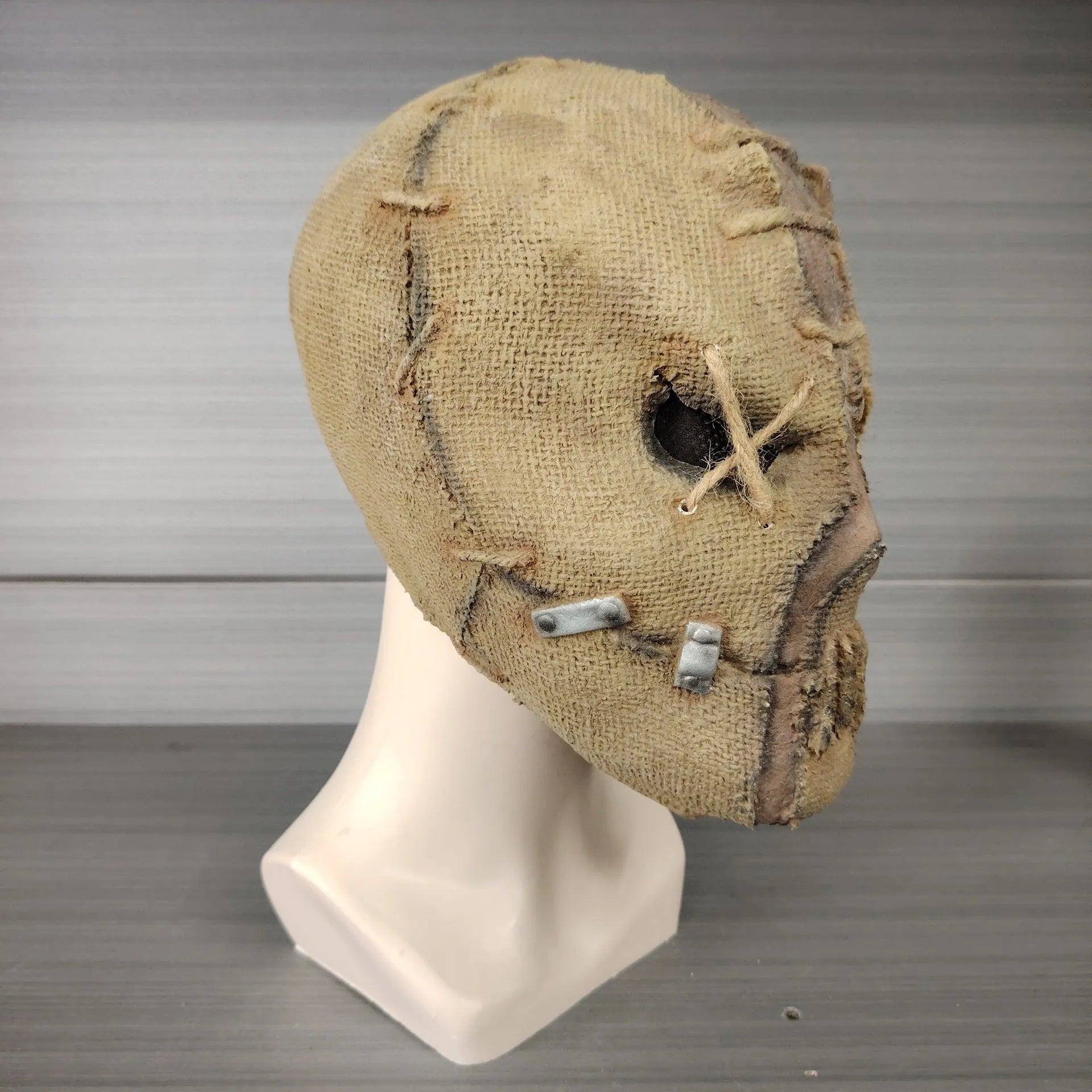 Latex scar skull Halloween mask head cover showing horror design details and flexible material
