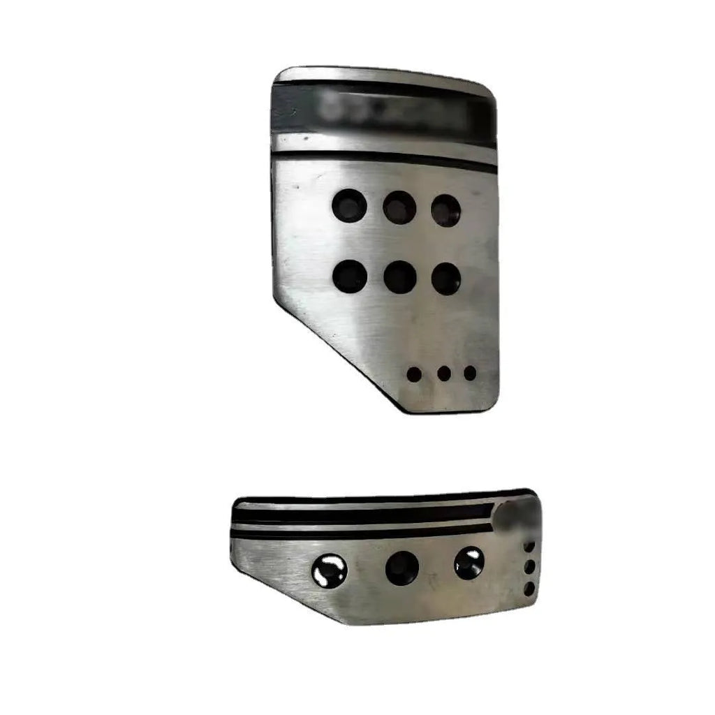 Aluminium alloy manual transmission car pedal set showing brake, accelerator, and clutch