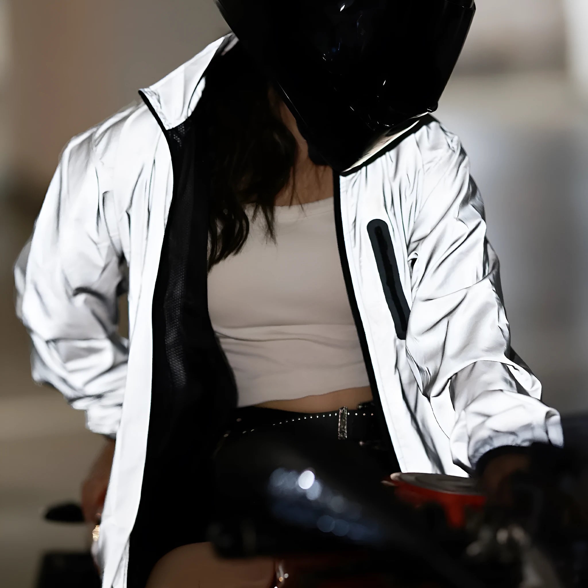 Silver waterproof polyester long sleeve coat with European sizing options S to 3XL
