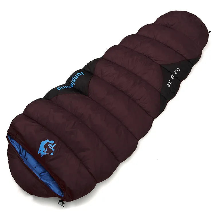 Mummy-style outdoor sleeping bag with compression storage bag in Army Green colour